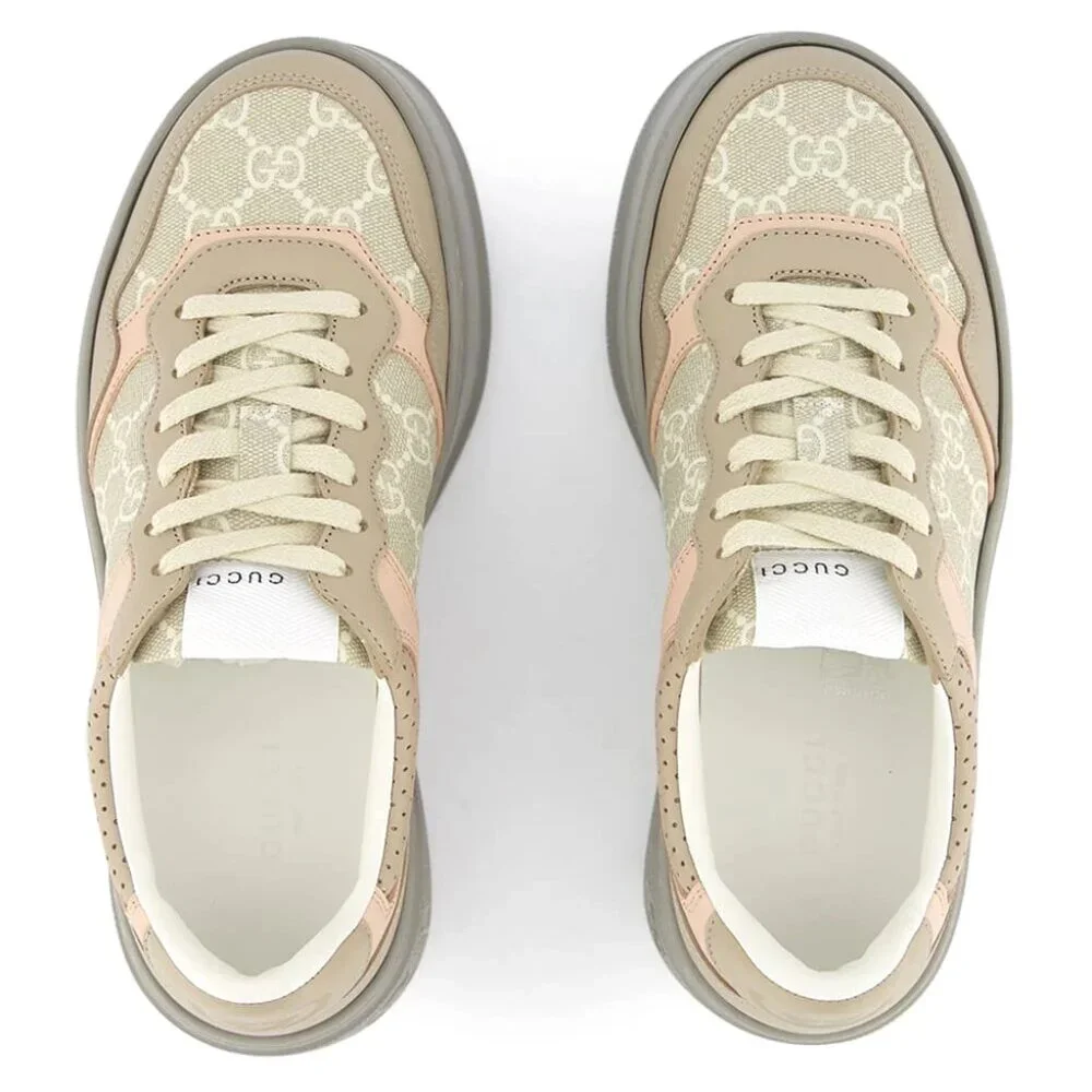 NEW GUCCI GG Logo Supreme Canvas Leather Sneakers Women's EU 41.5 US 11.5 Authen
